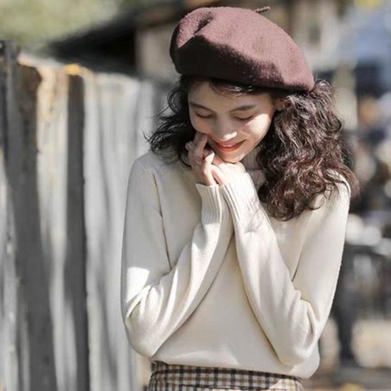 Autumn and Winter Women's Half-high Neck Pullover Sweater Long-sleeved Knitted Bottoming Shirt Slim All-match Blouse Women