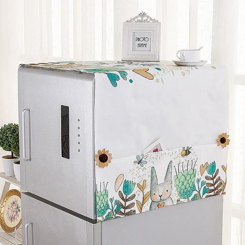 Thickened Refrigerator Cover Cloth Towel Washing Machine Cover Cloth Cartoon Pattern Refrigerator Dust Cover