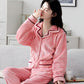 Female Flannel Pajamas Cute and Sweet Two-piece Plus Velvet Thick Coral Fleece Suit Casual Home Wear Warmth Thick and Washable