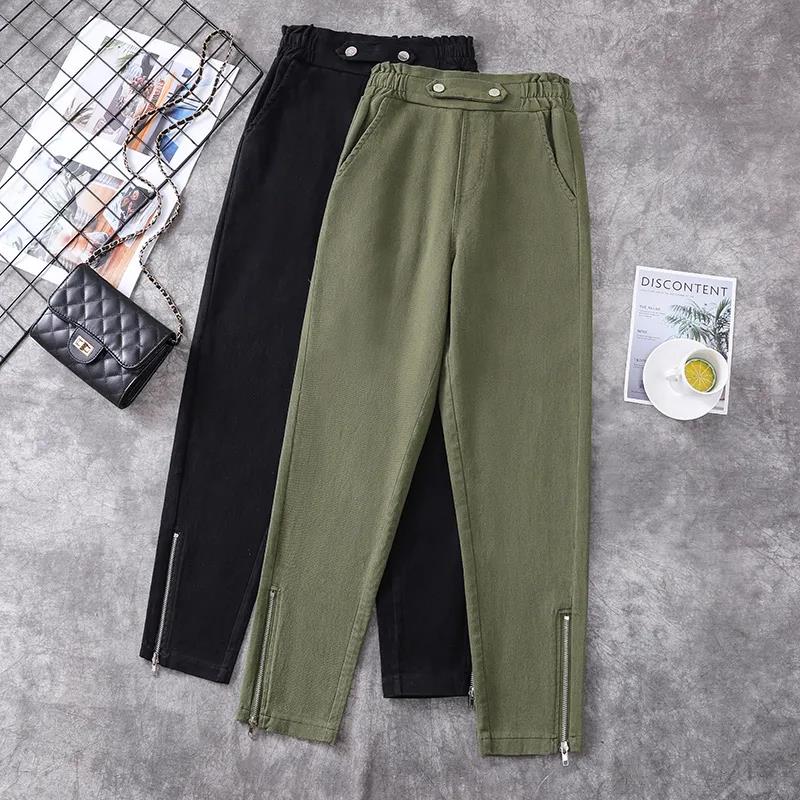 Autumn and Winter Ladies Cotton Warm Long Pants Oversized Stretch Retro Casual Loose Trousers