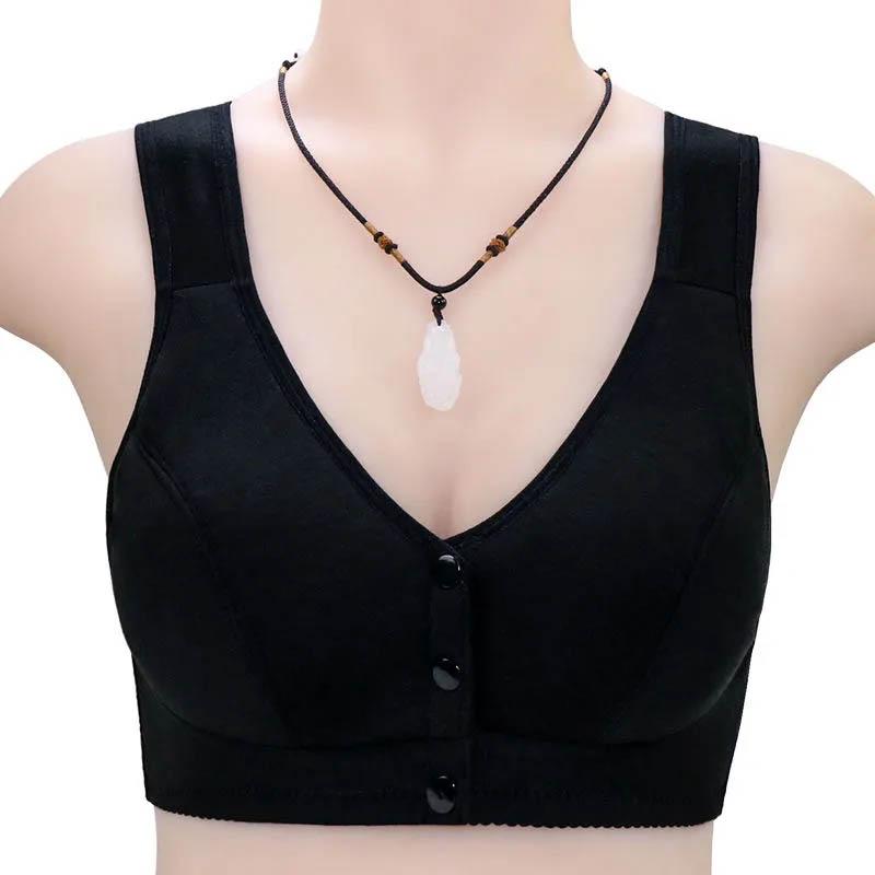No Steel Ring Front Buckle Large Size Full Cup Cotton Bra Thin Sports Tank Top Breathable Comfort Bra