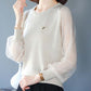 Lace Hollow Bottoming Shirt Women's Small Sweater Knitted Sweater Early Spring and Autumn Outer Wear Thin Top