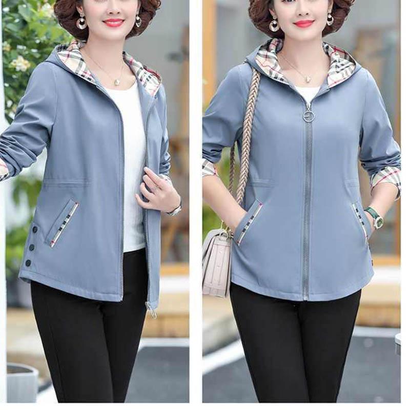 Middle-aged Mother Spring and Autumn Short Coat Jacket Middle-aged and Old Western Style Thin Windbreaker