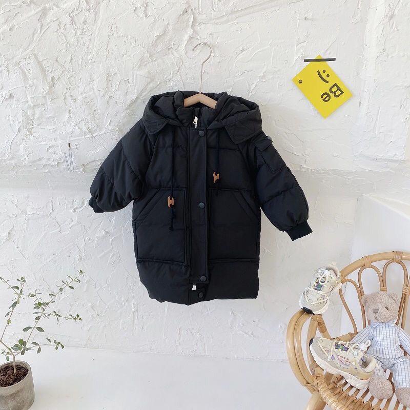 Children's Down Jacket Mid-length Girls Plus Fleece Padded Jacket Warm and Windproof Winter Clothes