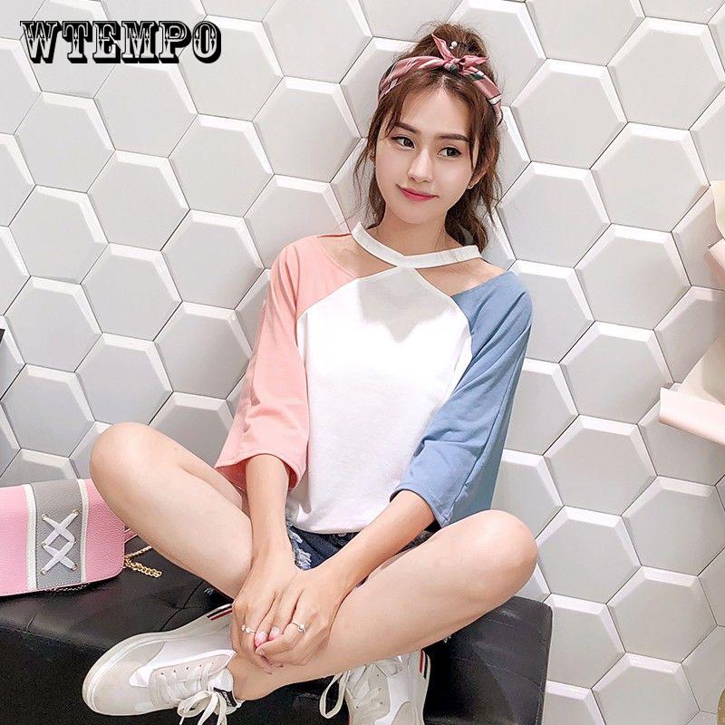 Women Summer Long Sleeve T-Shirt Casual Off Shoulder Strap Loose Top Women  Loose