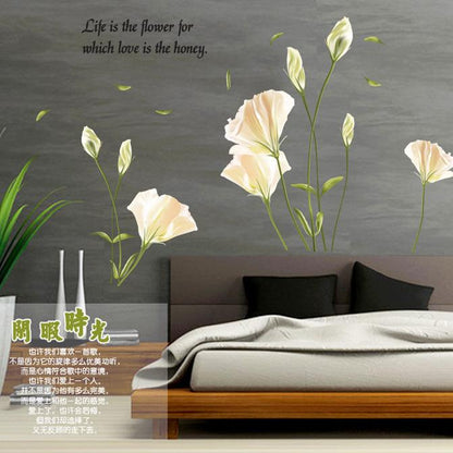 Removable Five Generations Wall Sticker Removable Wall Sticker Wall Decoration Yellow Lily wallpaper