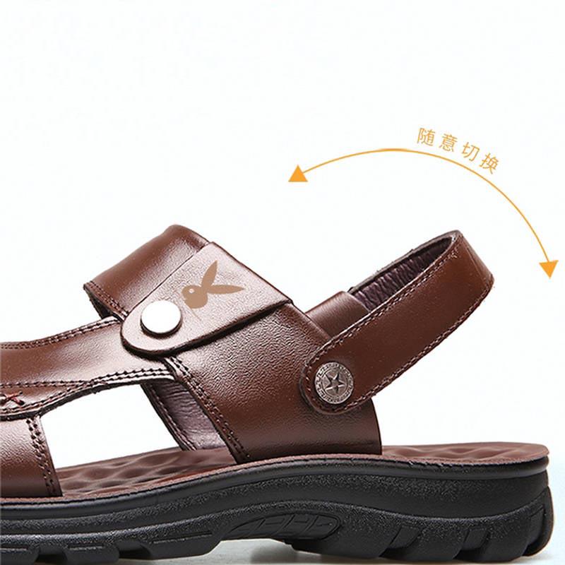 Men Sandals Summer Men's Slippers Leather Shoes Beach Casual Breathable Slippers Men Shoes Flip-Flop