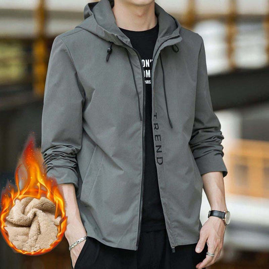 2021 Autumn Winter New Men's Jacket Casual Plus Velvet Warm Round Collar Coat
