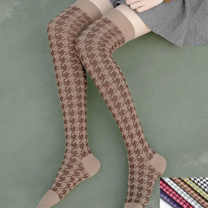 Autumn and Winter Knee Socks Thin Socks  Korean College Wind High Tube Pile Hose Leg Warmers Striped