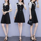 Women's High-elastic Short-sleeved Summer Fake Two-piece Waist Large Size Temperament Dress