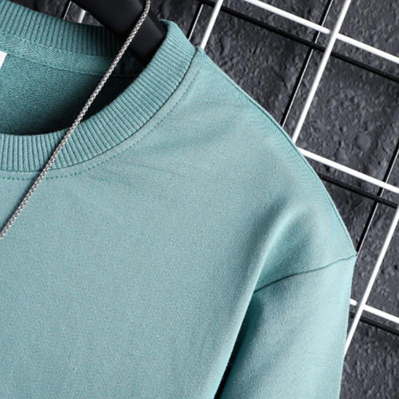 Pure Cotton Men's Autumn Round Neck Sweater Men's Korean Style Sweatshirts Trend Loose Plus Size Casual Top