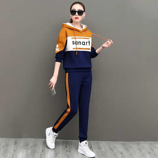 Casual Sports Suit Women's Loose Hooded Hoodie Sportswear Two-piece Suit Loose and Thin Hooded Hoodie Soft and Comfortable