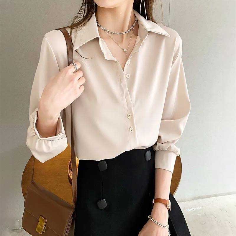 Chiffon Shirts Women's Thin Fashion Tops Loosely Stacked White Shirts Bottoming Shirts