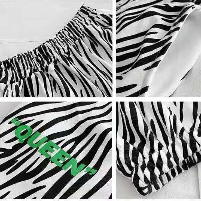 European and American Loose High-waist Jazz Hip-hop Zebra Pattern Trousers with Leggings Sports Pants Female Ins Tide Casual Hip-hop Pants