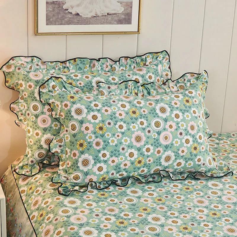 Princess Wind A Pair of Pillowcases Korean Version Cute Lace Pillow Core Cover Cotton Soft Bedding