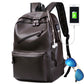 Men Backpack External USB Charge Waterproof Backpack Fashion PU Leather Travel Bag Casual School Bag