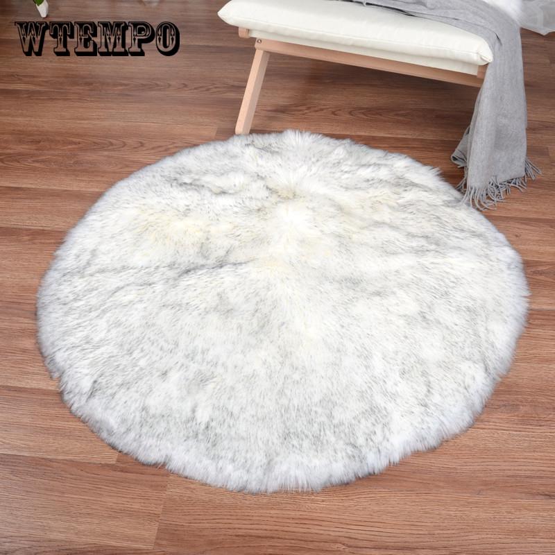 Fluffy Round Rug Carpets for Living Room Decor Faux Fur Carpet  Room Long Plush Rugs