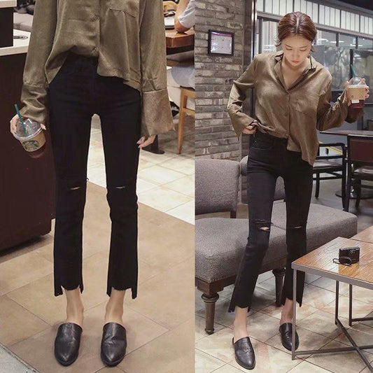 Fashion Women Flare Jeans High Waist Vintage Jeans Bell Bottom Slim Long Streetwear Lady Denim Pants