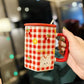 Ins Style Girl Heart Ceramic Mug with Lid Spoon Cute Straw Water Cup Coffee Cup Breakfast Milk Oatmeal Cup