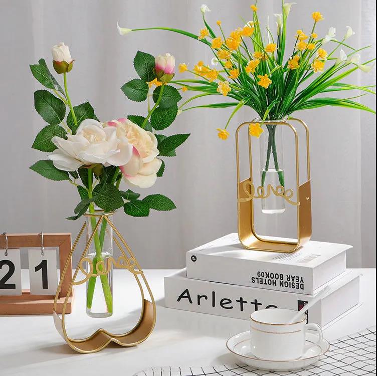 Iron Art Flower Arrangement Flower Device Wall Decoration Pendant Wall-mounted Flower Stand with Light Strip