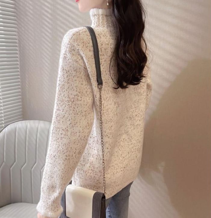Autumn and Winter Women's Turtleneck Chenille Sweater Fashion Color Thickening Bottoming Shirt Loose Plus Size Sweater