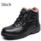 Winter Black Ankle Leather Safety Shoes Men Waterproof Steel Toe Cap Shoes Thermal Cotton Boots