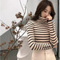 High Neck Women's Sweater Autumn Winter Striped Slim Fit Tight Sexy Long-sleeved Knitted Sweater