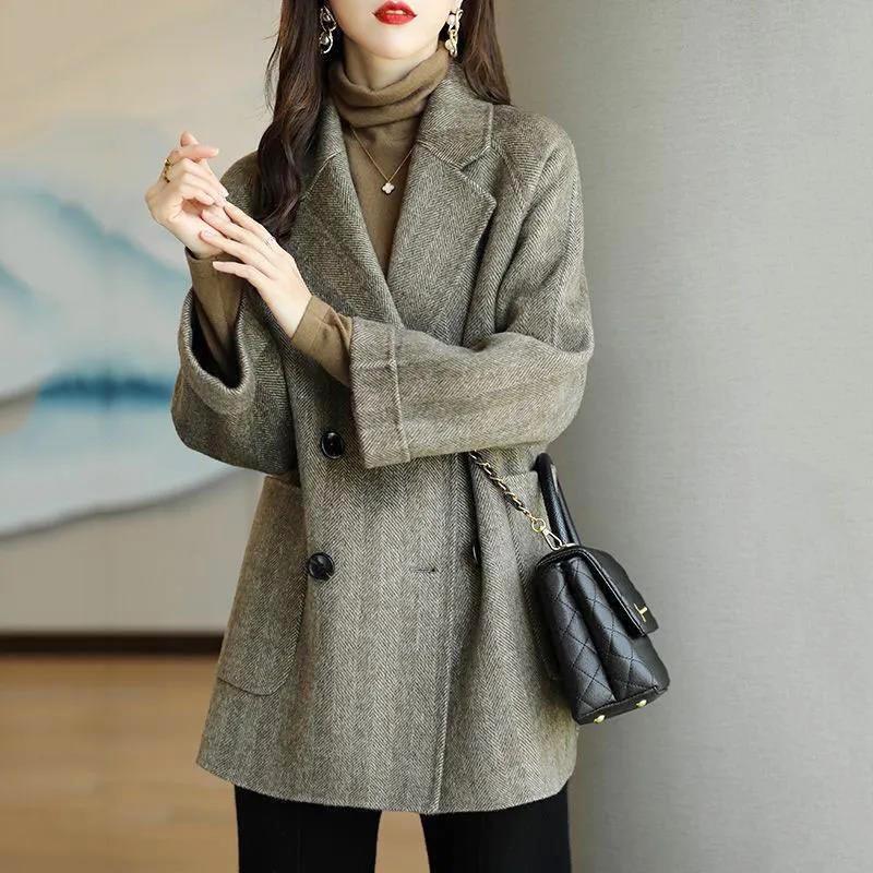 Woolen Coat Women's Autumn and Winter Double-sided Woolen Thickened Slim Slim Mid-length Coat