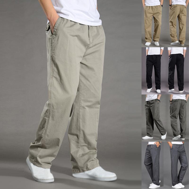 Men Sports Trousers Long Pants Pockets Loose Casual Fashion Outdoors