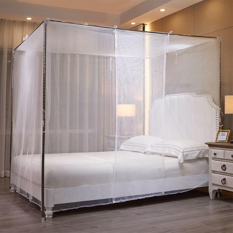 Lace Princess Style Old-fashioned Bed Encryption Mosquito Net Household Bedroom Square Top Single Double Mosquito Net with Rope Can Be Tied