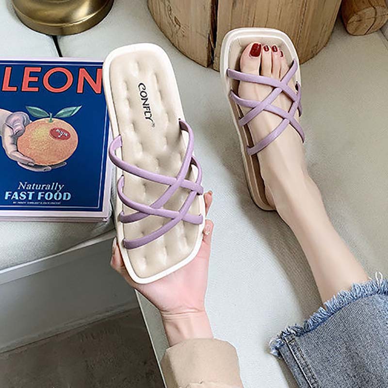 Ladies Sandals and Slippers for Outer Wear, Summer Korean Fashion Soft Bottom Non-slip Student Fairy Style Slippers