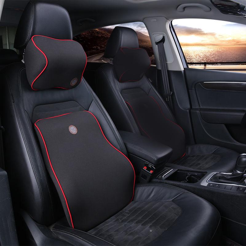 Traditional Car Neck Pillow and Lumbar Pillow Set Seat Support Pillow Breathable Relaxation Artifact