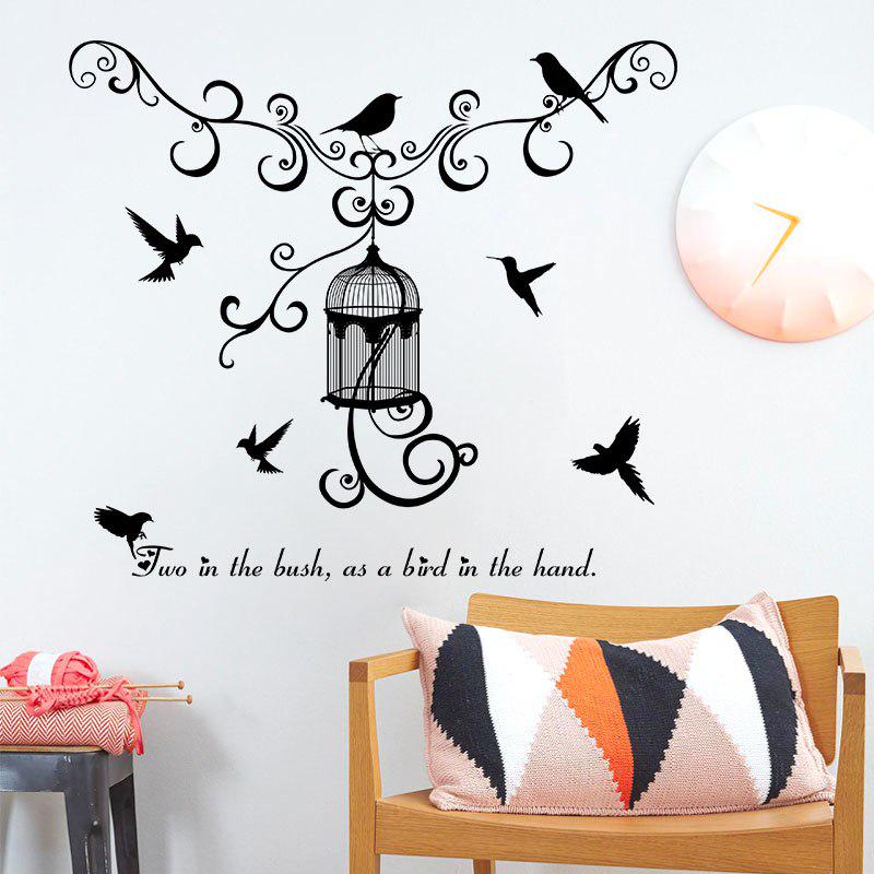 Black Flower Vine Birdcage Wall Stickers Home Decoration Living Room Bedroom Door Window
