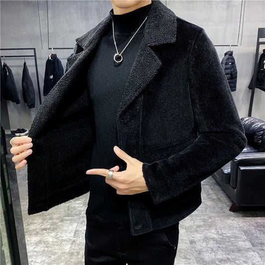 Autumn and Winter Woolen Trench Coat Men's Trend Short Slim Handsome Coat Men's Jacket Jacket
