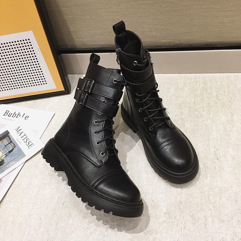 Medium Tube Martin Boots Thin Feet Hollow Female Boots Martin Boots Female Korean Version