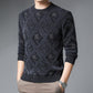 Men's Jacquard All-in-one Velvet Sweater Winter Knit Sweater Fashion Trend Casual Warm Bottoming Shirt