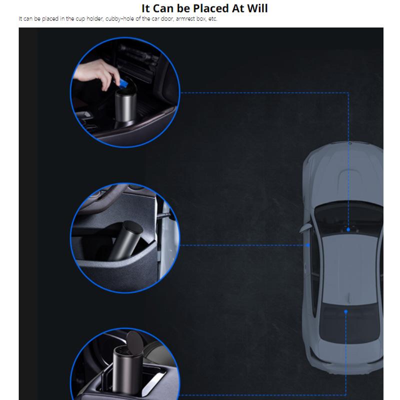 Car Trash Can Storage Bag Box Front Row with Cover Car Built-in Bucket Can Hold Cup Holder Large Capacity Desktop Push Trash Can