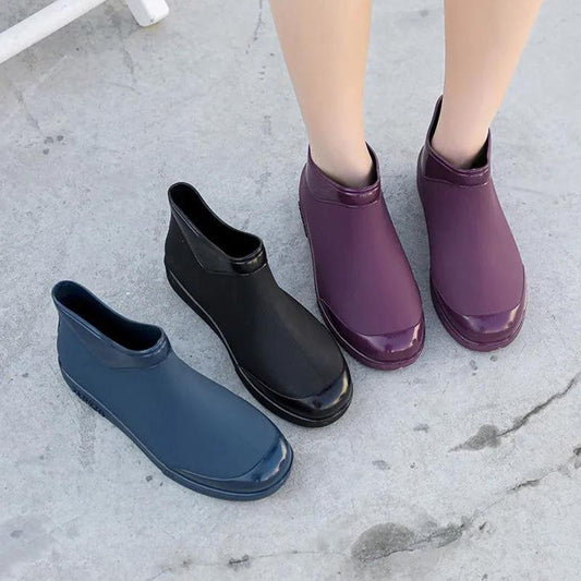 Fashion All-match Rain Boots Ladies Short Rain Boots Low-cut Non-slip Waterproof Work Shoes Kitchen Shoes Four Seasons Water Shoes