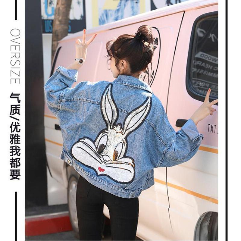 Spring and Autumn Denim Personality Student Jacket Coat Women