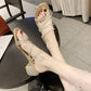 Fashion wild net red rhinestone shoes drag crystal fairy ins thick heel sandals female summer wear