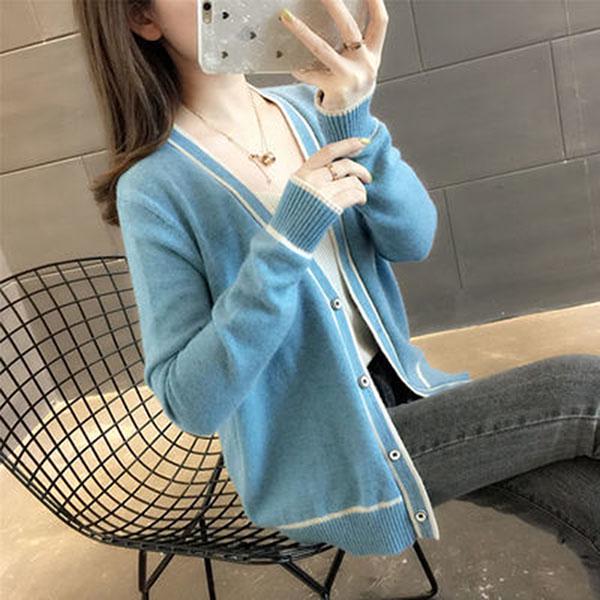 Autumn and Winter Knitted Sweater Cardigan V-neck Coat Loose Thick Young Women's Top