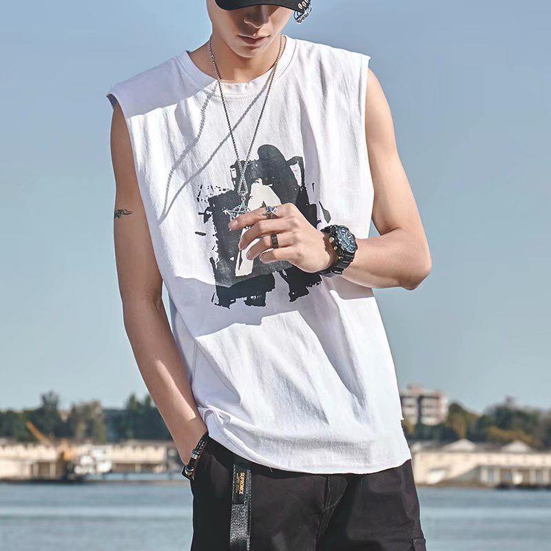 Summer Men's Loose Waistcoat Sweat-absorbent Vest Sports Sleeveless T-shirt