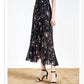Long Print Chiffon Skirt Women Summer Elegant High Waist Pleated Sun Maxi Skirt Female