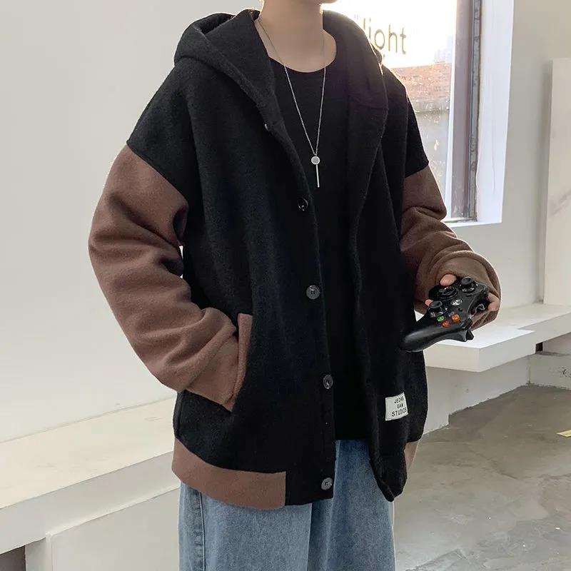 Plus Fleece Sweater Men's Trend Hooded Cardigan Fashion Jacket Thick Top Clothes Loose Warm Autumn and Winter Models