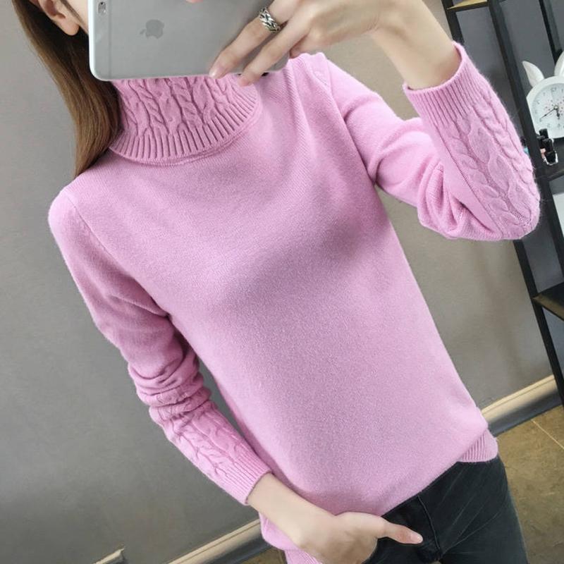 Pofulove Knit Sweater  Women Turtleneck Pullover Sweater Long Sleeve Winter Warm jumper Thick