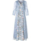 Chiffon Dress Tulle Long Cardigan Two-piece Set Women's Summer Sleeveless Floral Priting Dress+Sunscreen Thin Coat Elegant Anti-UV Sun Dress Suit