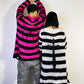 Punk Gothic Long Sweater Dress Plus Size Hollow Out Hole Destroy Pullover Jumper New Oversized Hip Hop Harajuku Striped Sweaters Hip Hop Streetwear