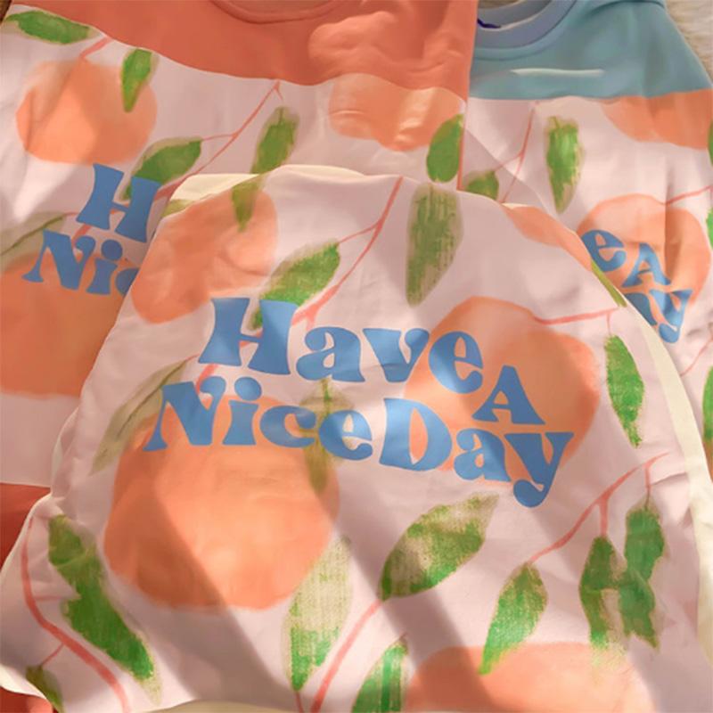 Milk Sweater Women's Trendy Ins Spring and Autumn Solid Color Printing Long-sleeved Female Students Korean Version Loose Niche Top
