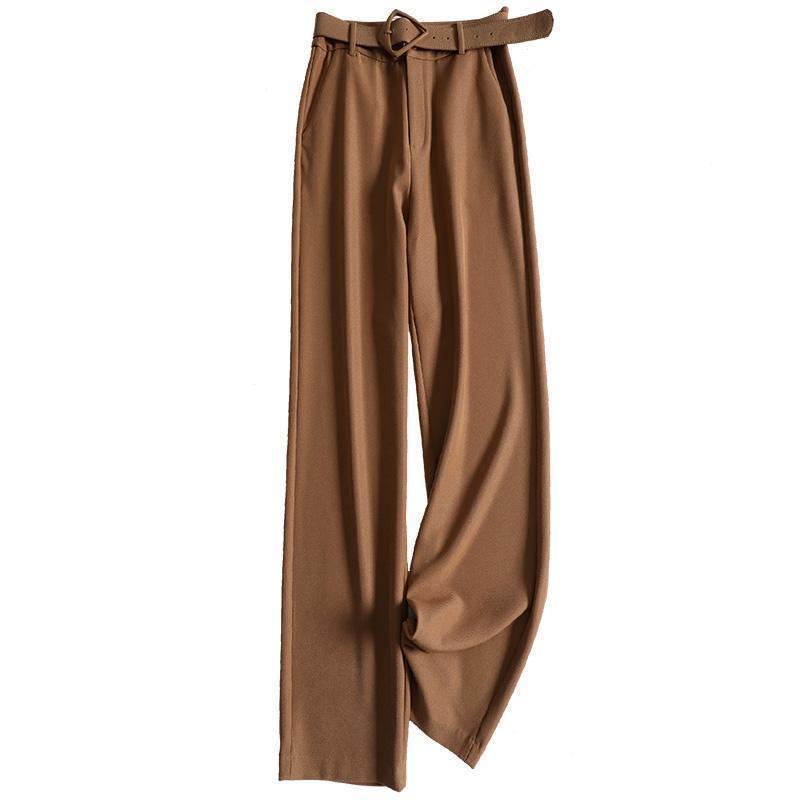 Loose Casual Pants Women Fashion High Waist Flared Long Trousers Black Lady Office Bottoms