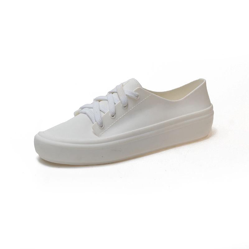 Women Flats 2020 Arrival Antiskid Lace Up Round Toe Casual Shoes Outdoor Water Proof Comfortble Soft Women Jelly Shoes